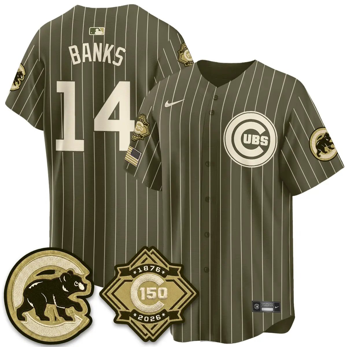 Chicago Cubs New Era Olive 2026 Armed Forces Day Jersey -All Stitched by Chicago Cubs