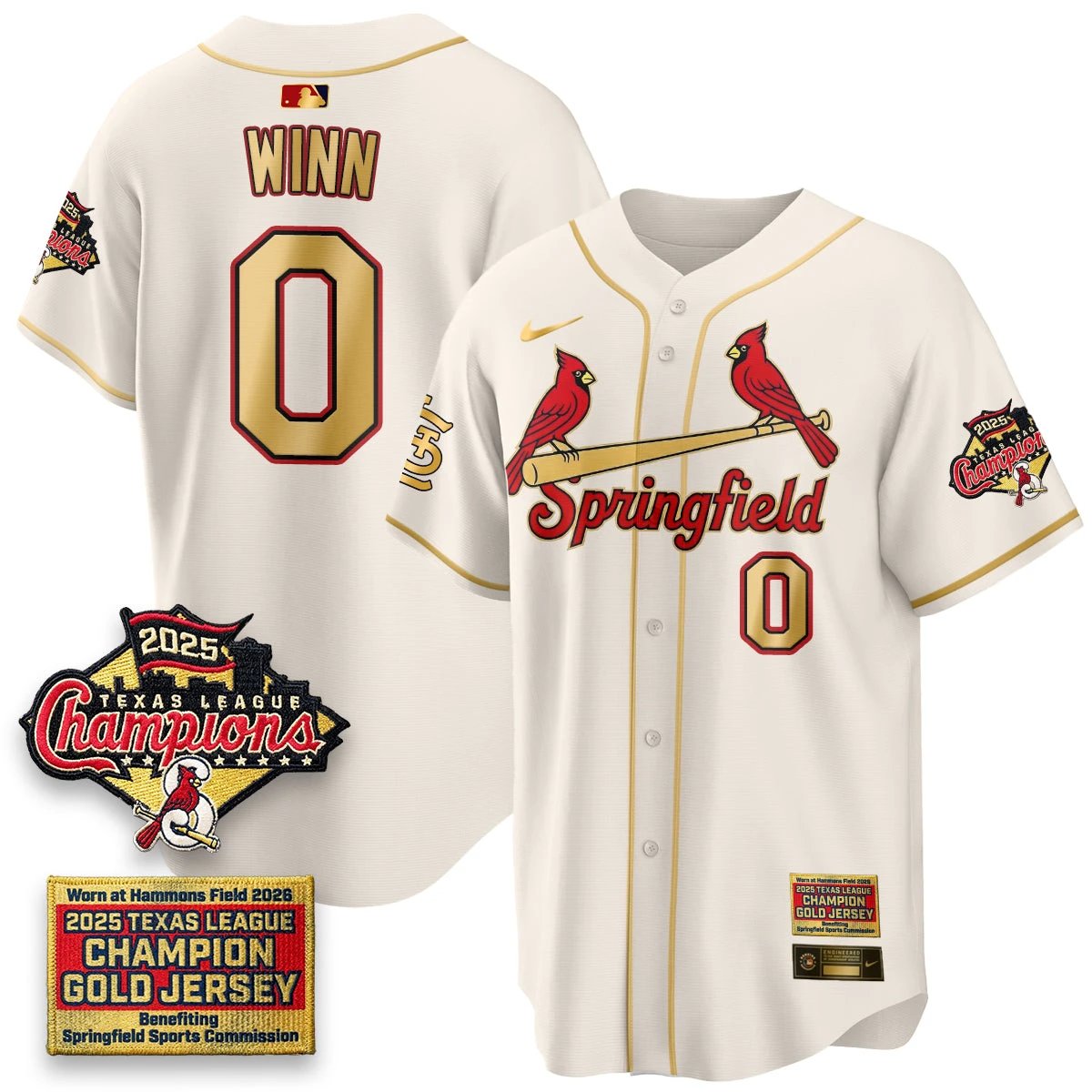St. Louis Cardinals Springfield's Championship Gold Limited Jerseys - All Stitched by St. Louis Cardinals