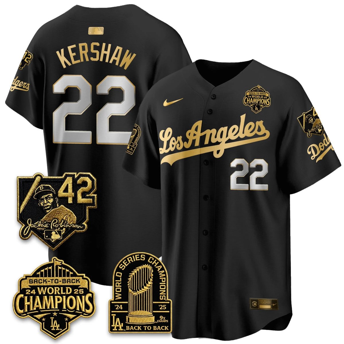 Los Angeles Dodgers 2026 New Era Gold Collection Vapor Limited Jersey - B2B Champs - All Stitched by Los Angeles Dodgers