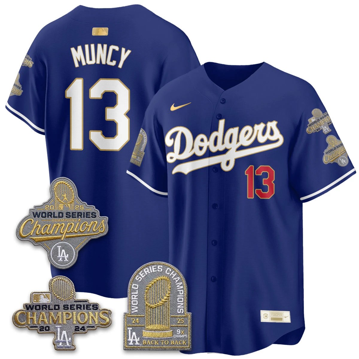 Los Angeles Dodgers Gold Collection Stadium Vapor Limited Jersey - Back to Back 9x Champs - All Stitched by Los Angeles Dodgers