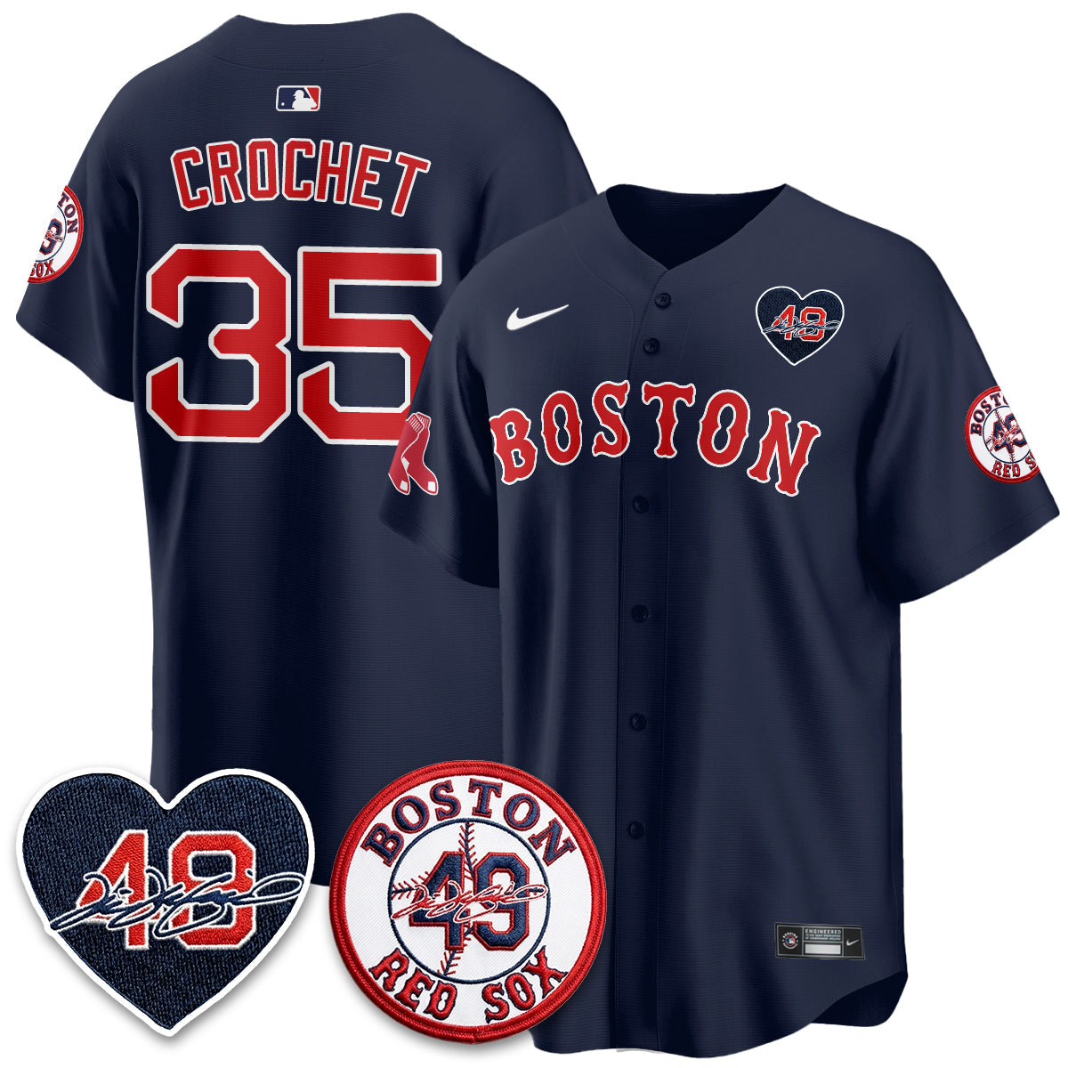 BOS Tim Wakefield Memorial Patch Vaper Premier Limited Gold Jersey - All Stitched by Boston Red Sox