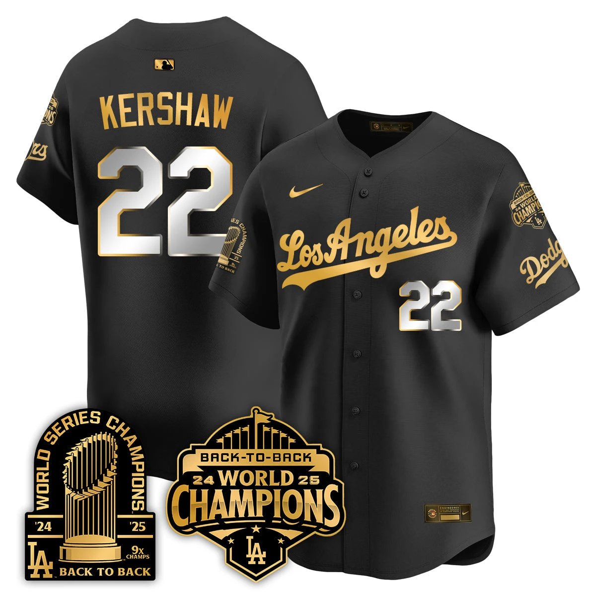 LAD Gold Collection Vapor Limited Jersey - 9x & B2B Champs - All Stitched by Los Angeles Dodgers