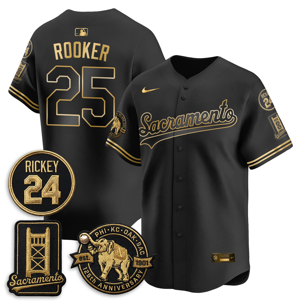 OAK 2026 Alternate Sacramento 125 Years Limited Vapor Gold Edition Jersey - All Stitched by Oakland Athletics