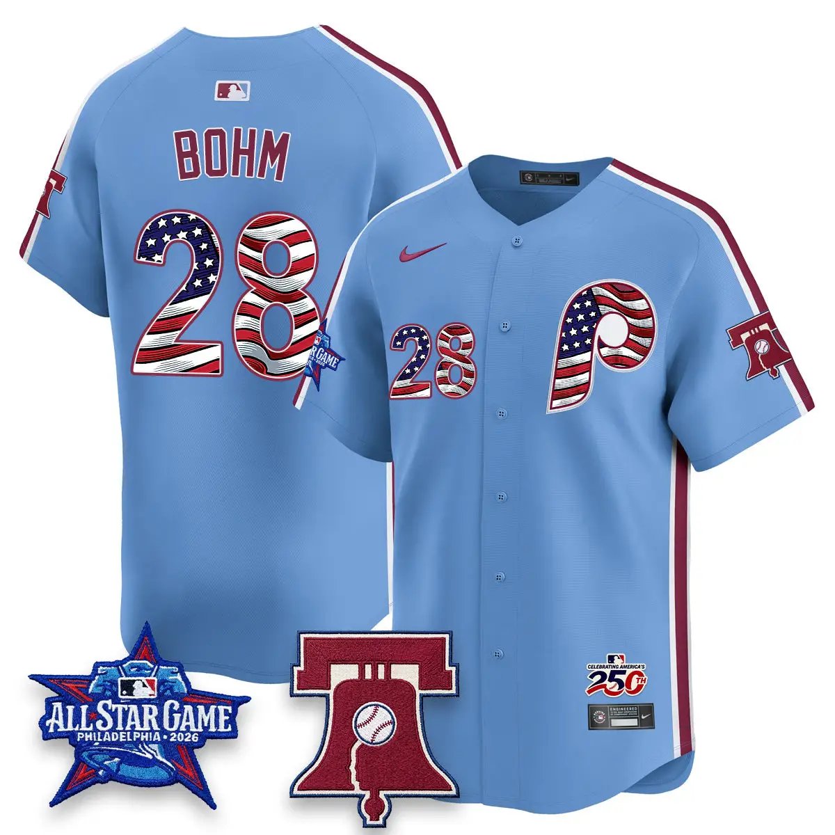 2026 USA 250 All Star Game Vapor Limited Pinstripe Jersey - Stitched by Philadelphia Phillies