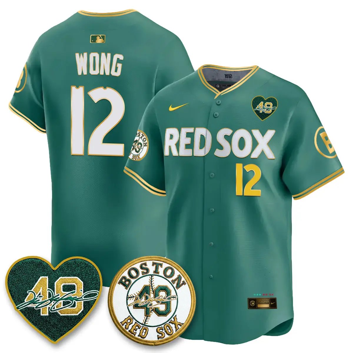 BOS Tim Wakefield Memorial Patch Vaper Premier Limited Gold Edition Jersey - All Stitched by Boston Red Sox