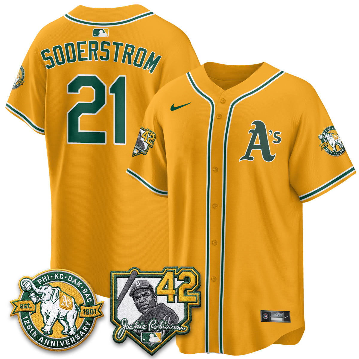 Oakland Athletics 2026 Jackie Robinson Day - Celebrating 125 Years Limited Vapor Jersey - All Stitched by Oakland Athletics