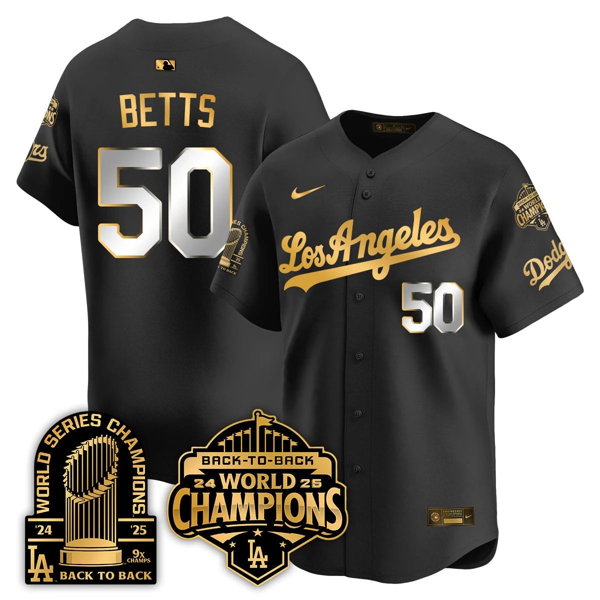 LAD Gold Collection Vapor Limited Jersey - 9x & B2B Champs - All Stitched by Los Angeles Dodgers