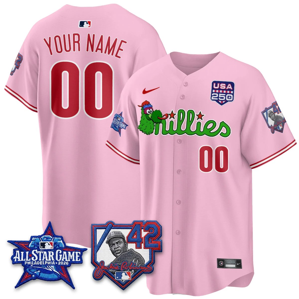 Philadelphia Phillies Phanatic 2026 New Era & 250th USA Vapor Limited Custom Jersey - All Star Game - All Stitched by Philadelphia Phillies