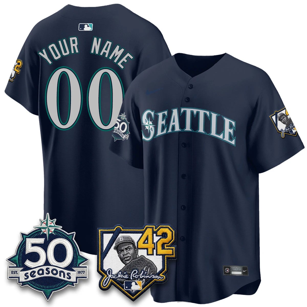 SEA 2026 Jackie Robinson New Era Vapor Custom Limited Jersey - All Stitched by Seattle Mariners