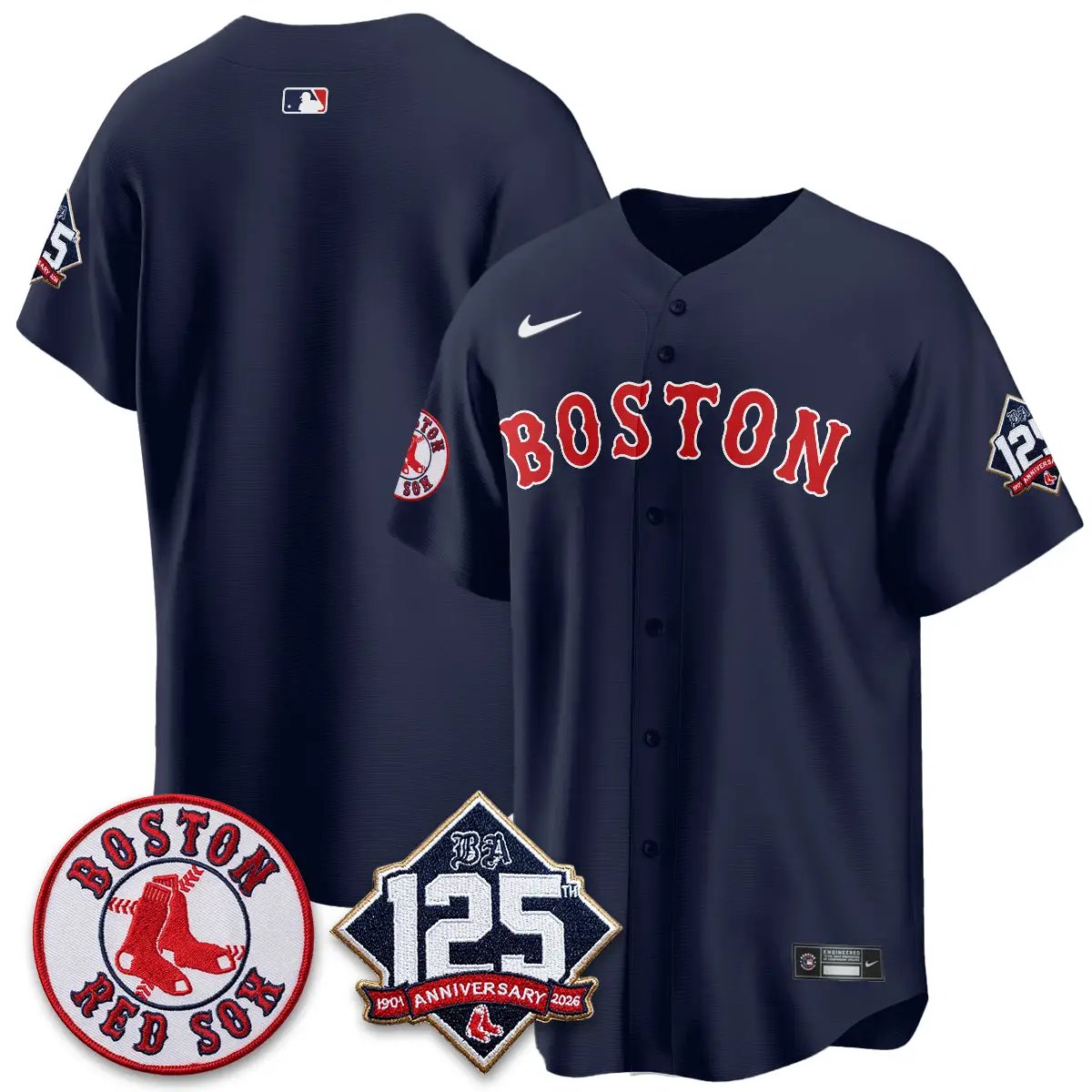 Boston Red Sox 125th Anniversary Patch Vapor Jersey - Stitched by Boston Red Sox