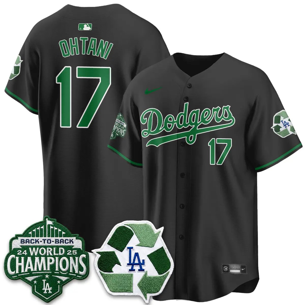 LAD Happy Earth Day Vapor Jersey -All Stitched by Los Angeles Dodgers