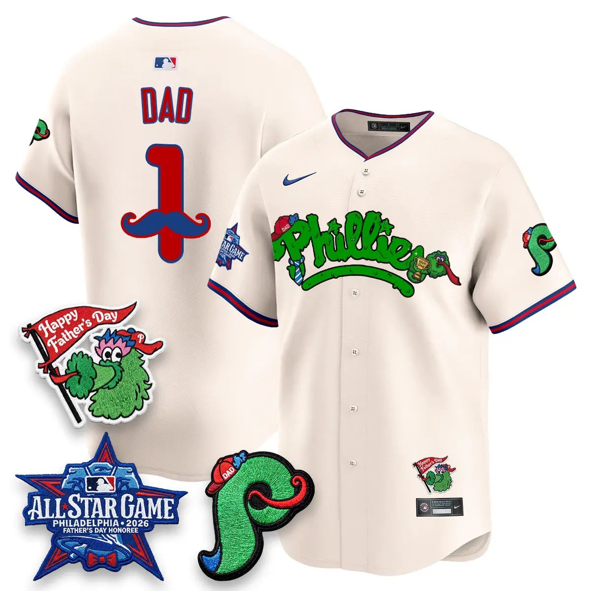 PHI Happy Father's Day Vapor Jersey - Stitched by Philadelphia Phillies