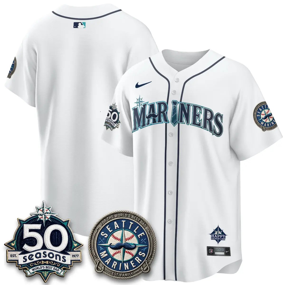 Seattle Mariners Happy Father's Day Vapor Jersey - Stitched by Seattle Mariners