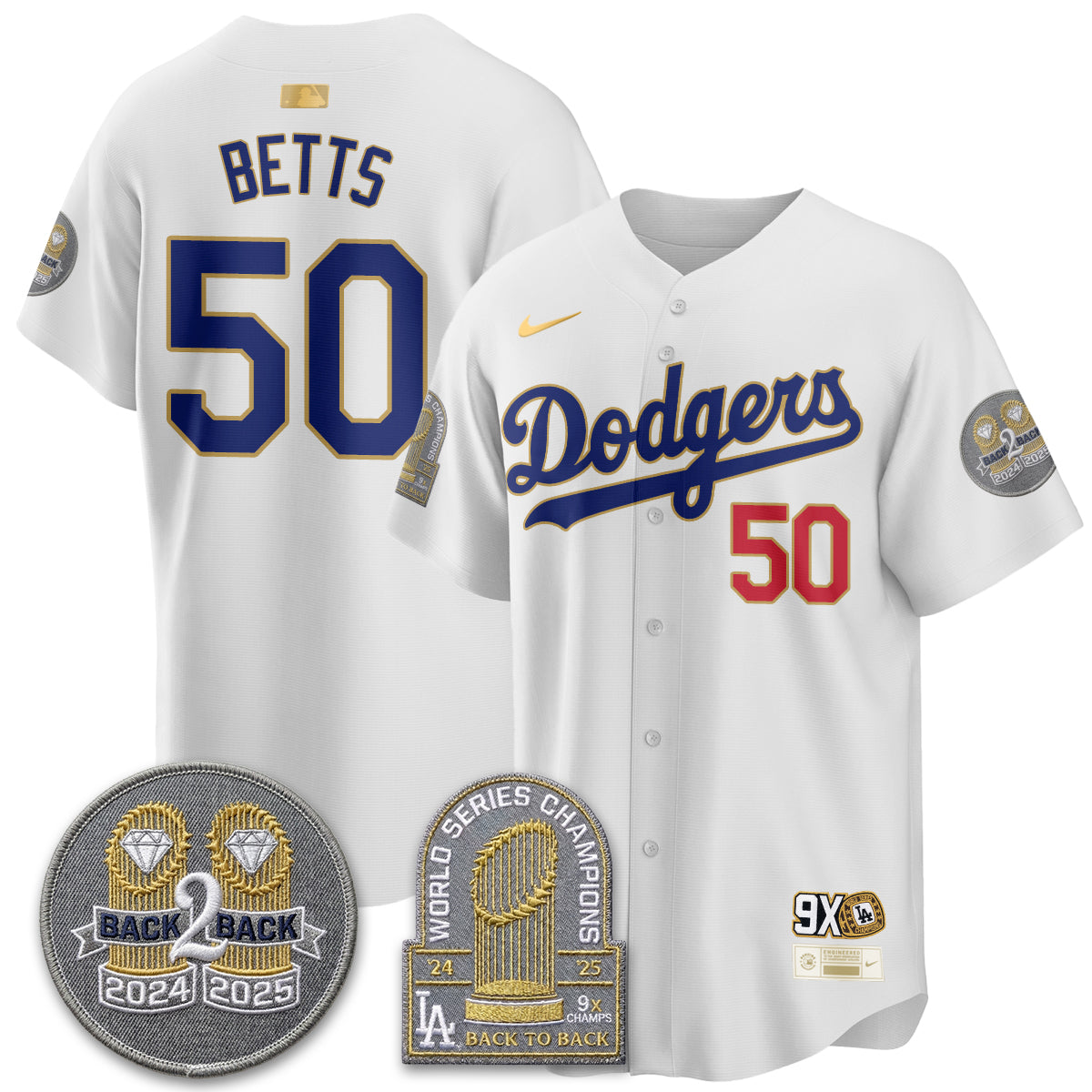 LAD Vapor Limited Jersey - Back to Back Champion - All Stitched by Los Angeles Dodgers