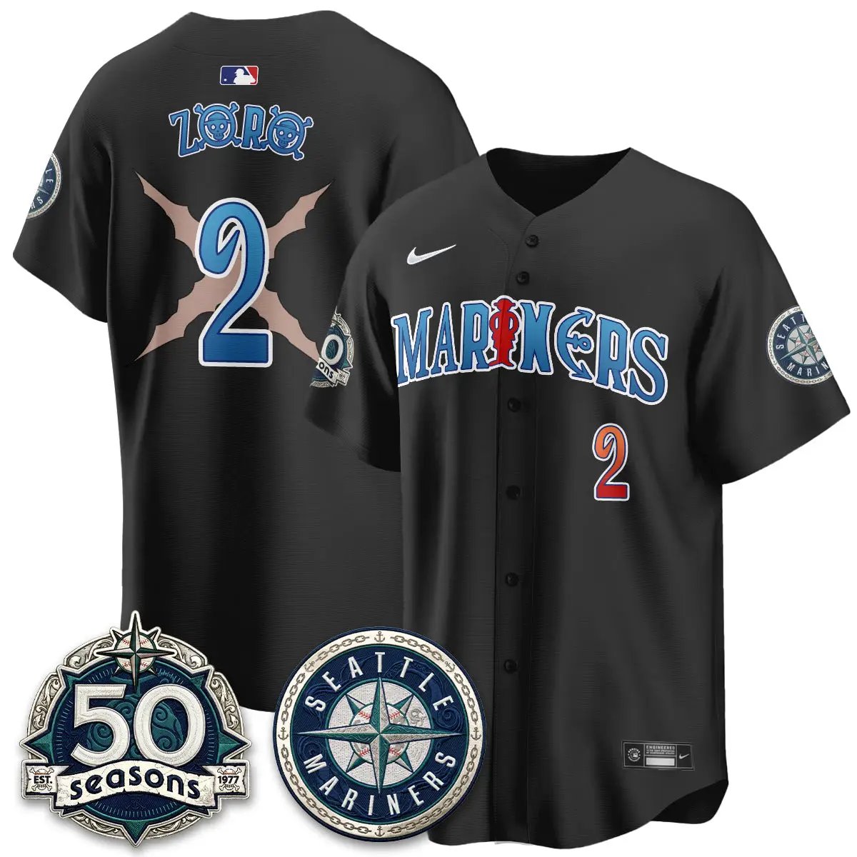 Seattle Mariners x Japanese Cartoon Vapor Limited Jersey - Stitched by Seattle Mariners