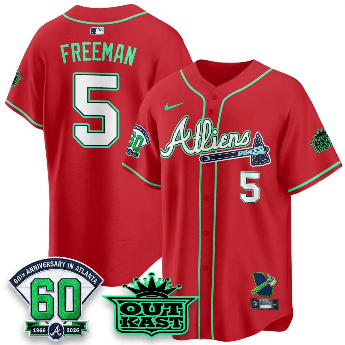 ATL x Atliens Cool Base Galaxy Version Jersey - Stitched (2) by Atlanta Braves