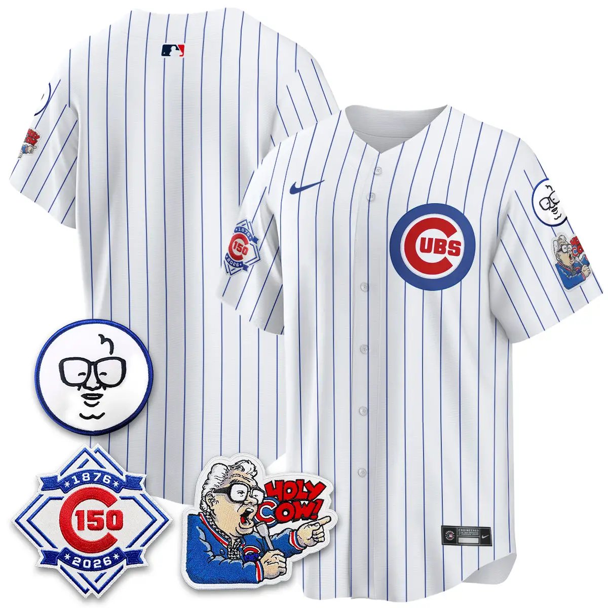 Chicago Cubs 150th Anniversary Harry Caray Holy Cow Vapor Premier Limited Jersey - All Stitched V2 by Chicago Cubs