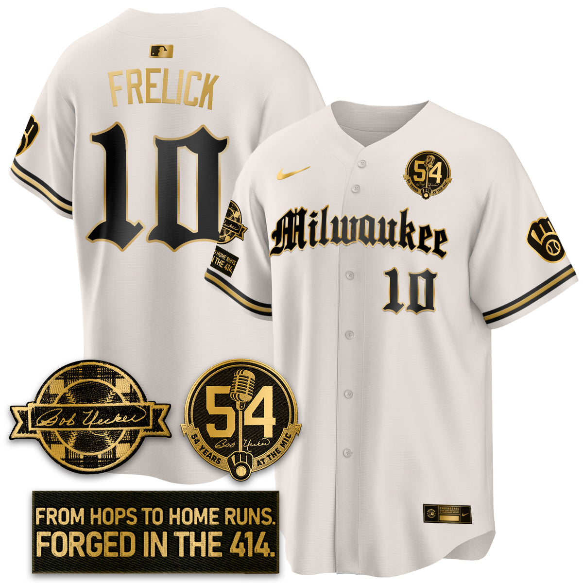 MIL Bob Uecker Patch Vapor Premier Limited Jersey - Gothic Edition - All Stitched by Milwaukee Brewers