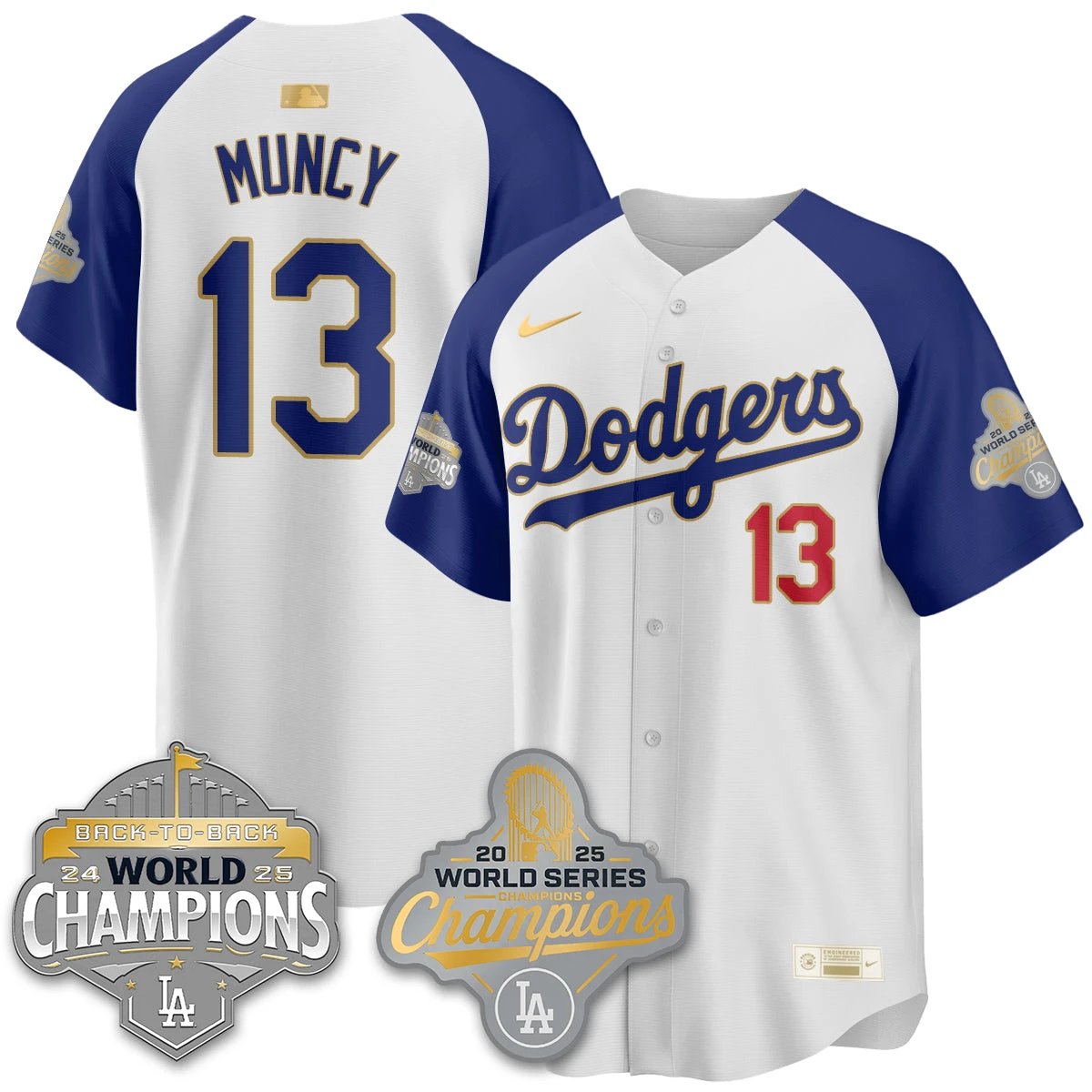 LAD Gold Collection Stadium Vapor Limited Jersey - B2B Champs - All Stitched by Dodgers