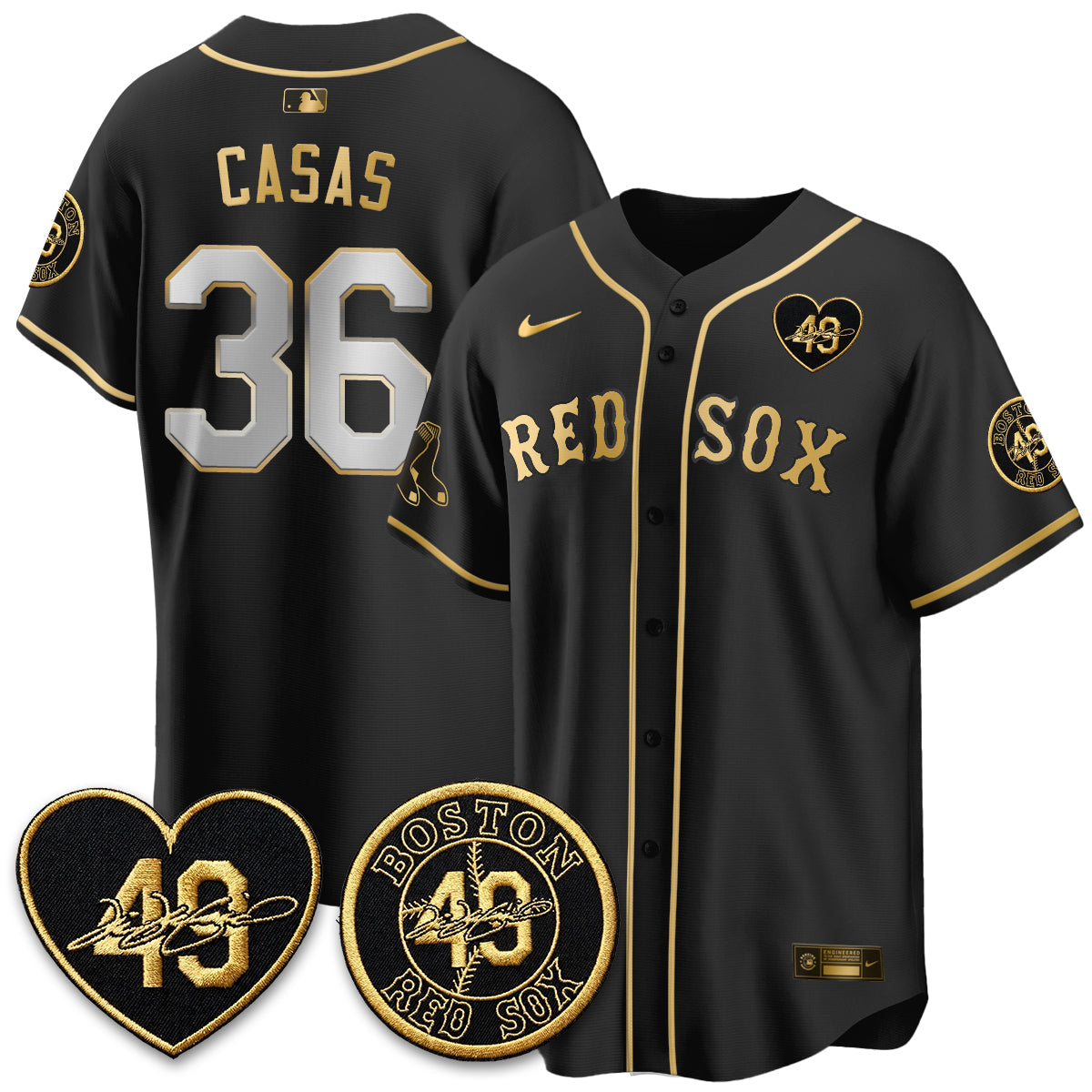 BOS Tim Wakefield Memorial Patch Vaper Premier Limited Jersey - All Stitched by Boston Red Sox