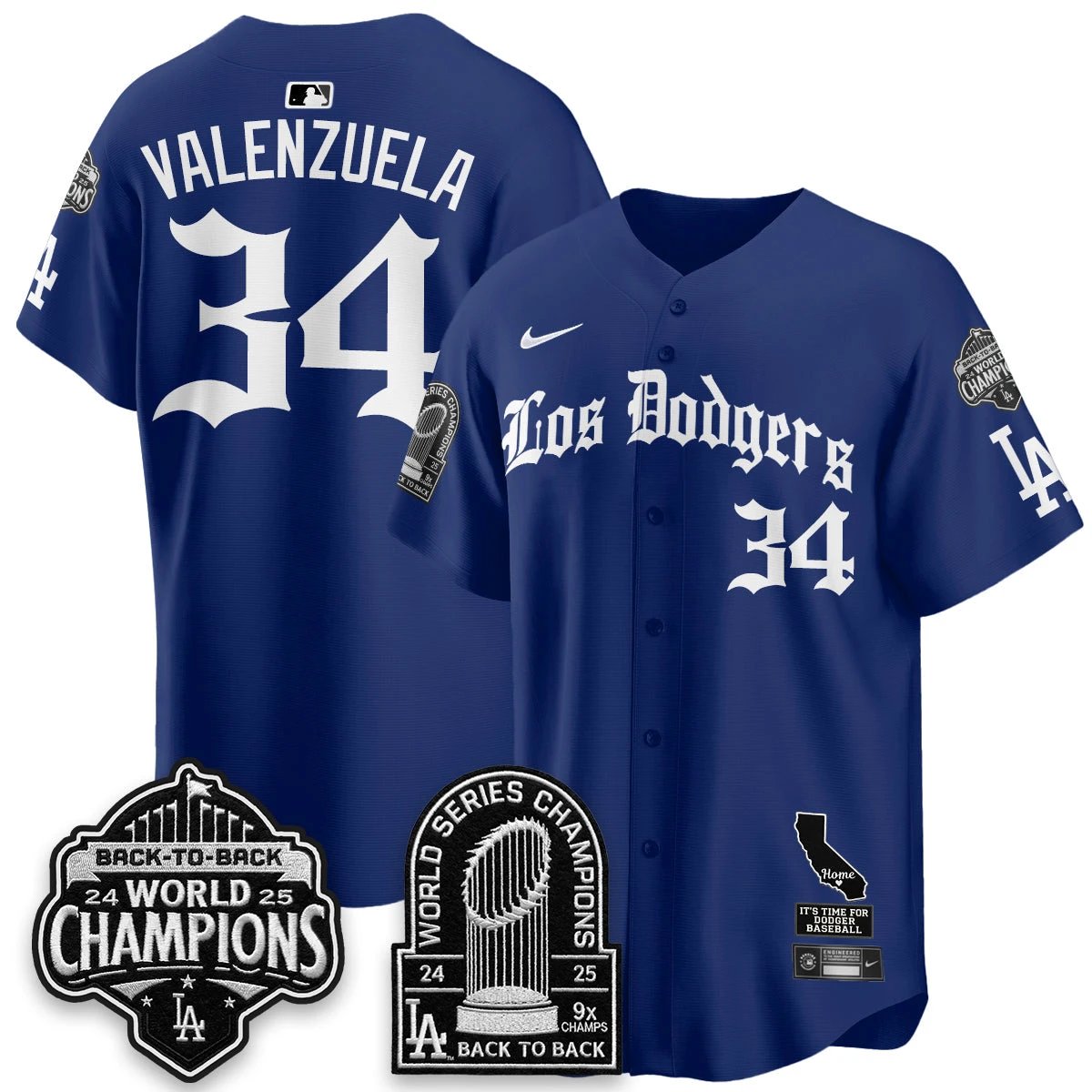 Los Angeles Dodgers World Series Champions Vapor Premier Limited Gothic Edition Jersey - All Stitched by Los Angeles Dodgers