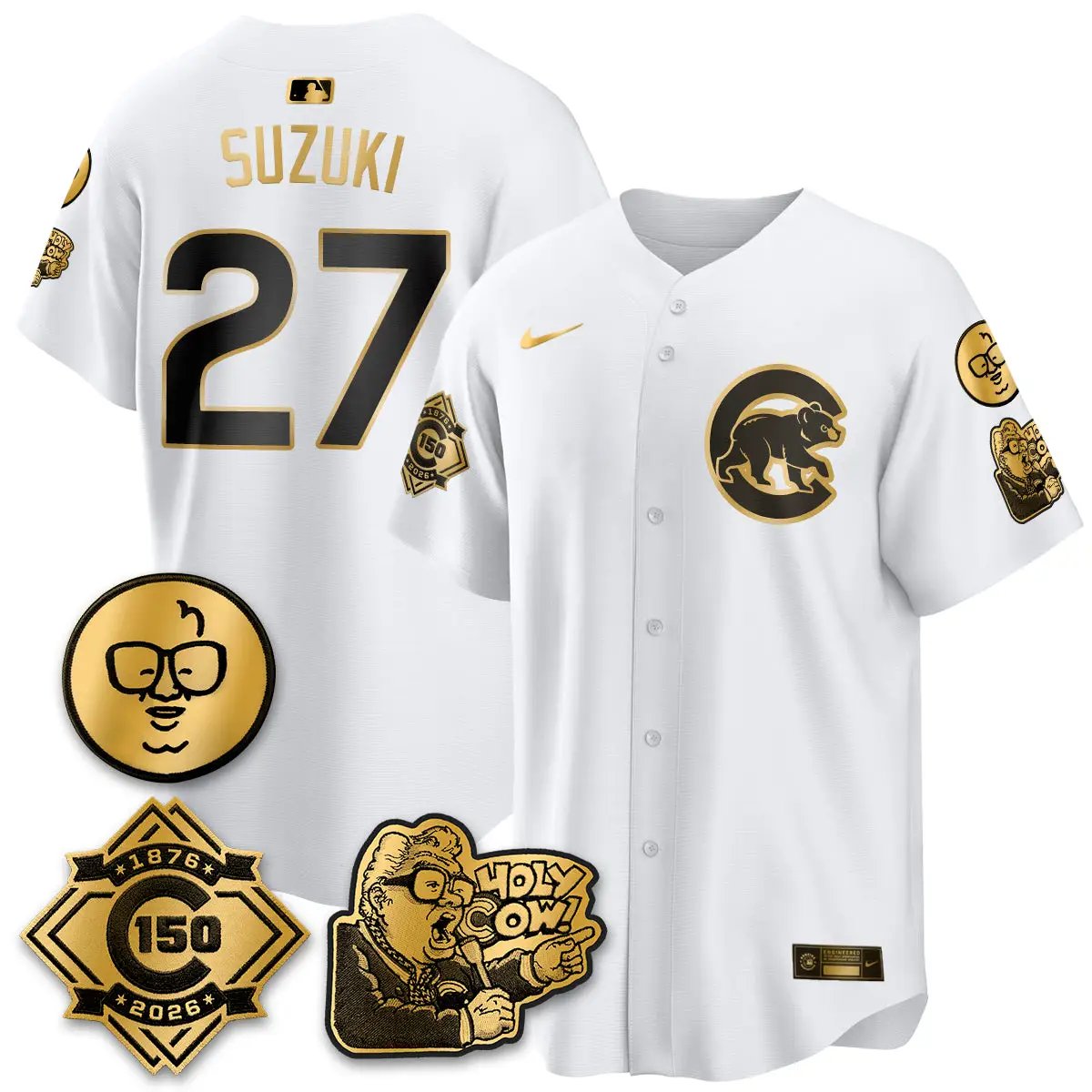 CHC 150th Anniversary Harry Caray Holy Cow Vapor Premier Limited Jersey - All Stitched V3 by Chicago Cubs