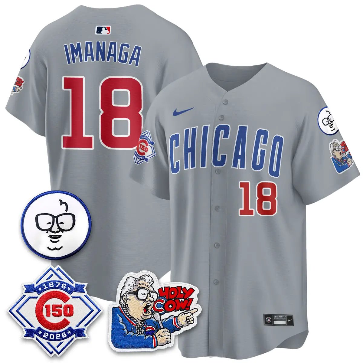 Chicago Cubs 150th Anniversary Harry Caray Holy Cow Vapor Premier Limited Jersey - All Stitched V2 by Chicago Cubs