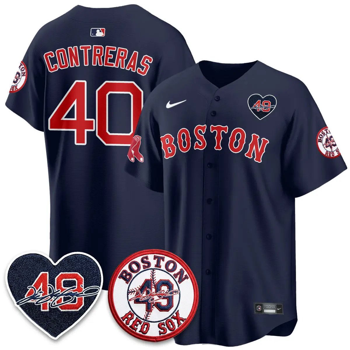 BOS Tim Wakefield Memorial Patch Vaper Premier Limited Red Jersey - All Stitched by Boston Red Sox
