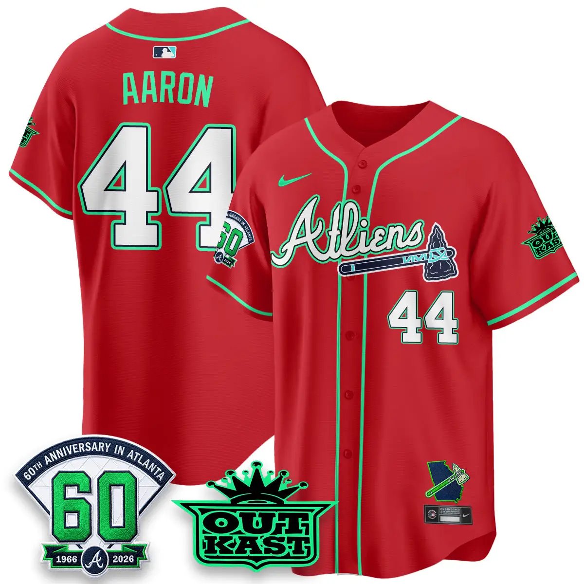 ATL x Atliens Cool Base Galaxy Version Jersey - Stitched (2) by Atlanta Braves