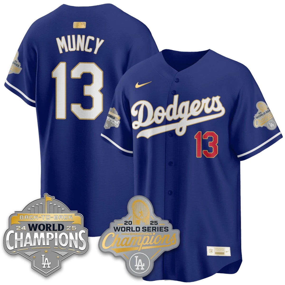 LAD Gold Collection Stadium Vapor Limited Jersey - B2B Champs - All Stitched by Dodgers