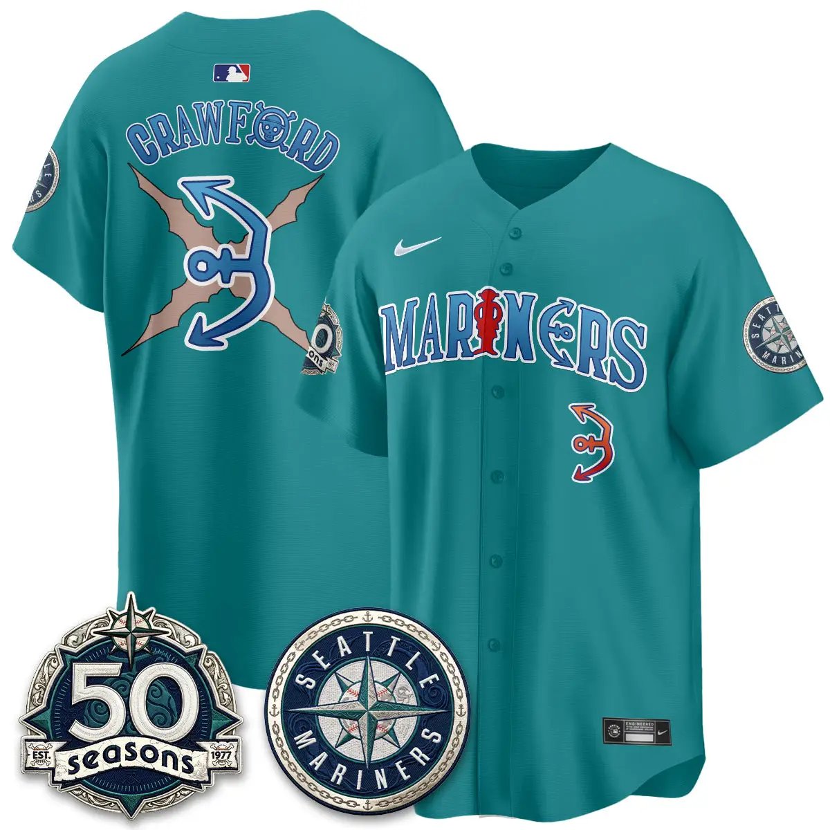 Seattle Mariners x Japanese Cartoon Vapor Limited Jersey - Stitched by Seattle Mariners