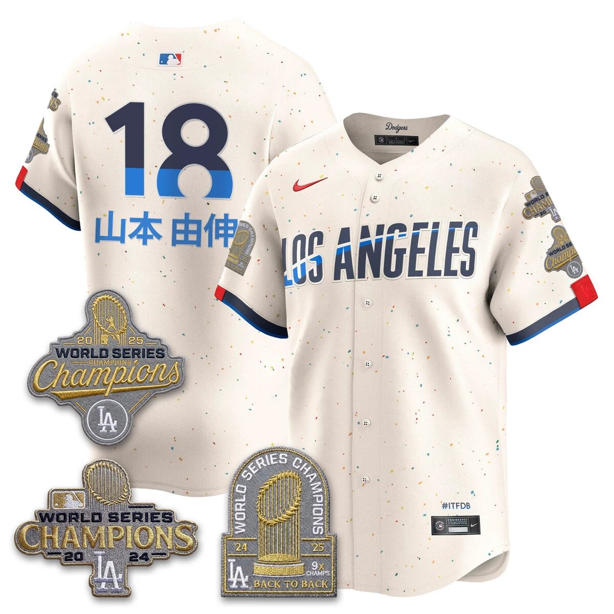 Los Angeles Dodgers Gold Collection Stadium Vapor Limited Jersey - Back to Back 9x Champs - All Stitched by Los Angeles Dodgers