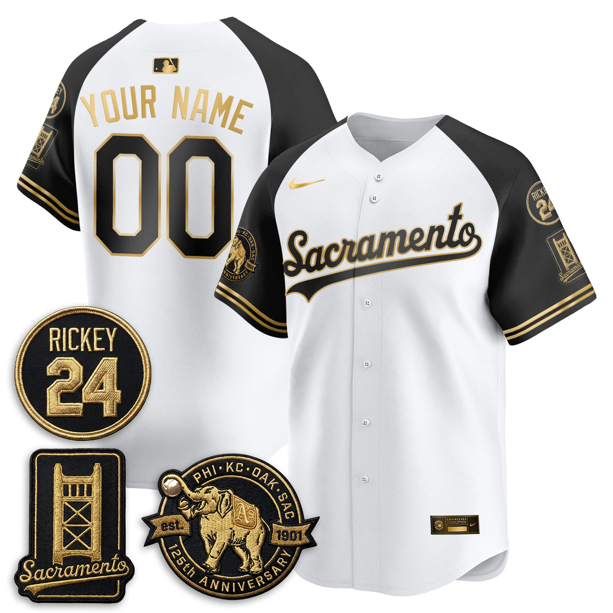 OAK 2026 Alternate Sacramento 125 Years Limited Vapor Gold Edition Custom Jersey - All Stitched by Oakland Athletics