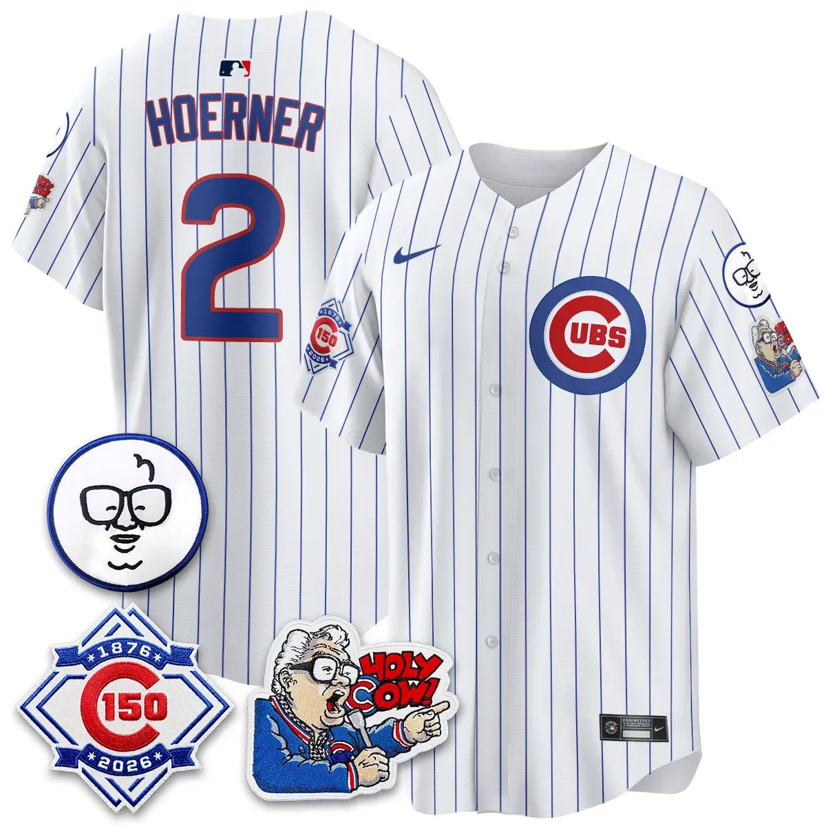 Chicago Cubs 150th Anniversary Harry Caray Holy Cow Vapor Premier Limited Jersey - All Stitched V2 by Chicago Cubs