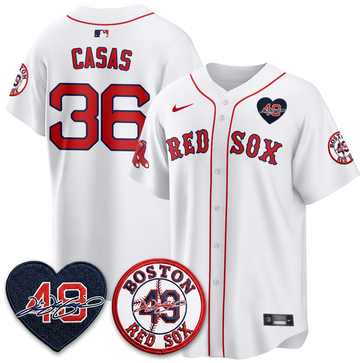 BOS Tim Wakefield Memorial Patch Vaper Premier Limited Jersey - All Stitched by Boston Red Sox