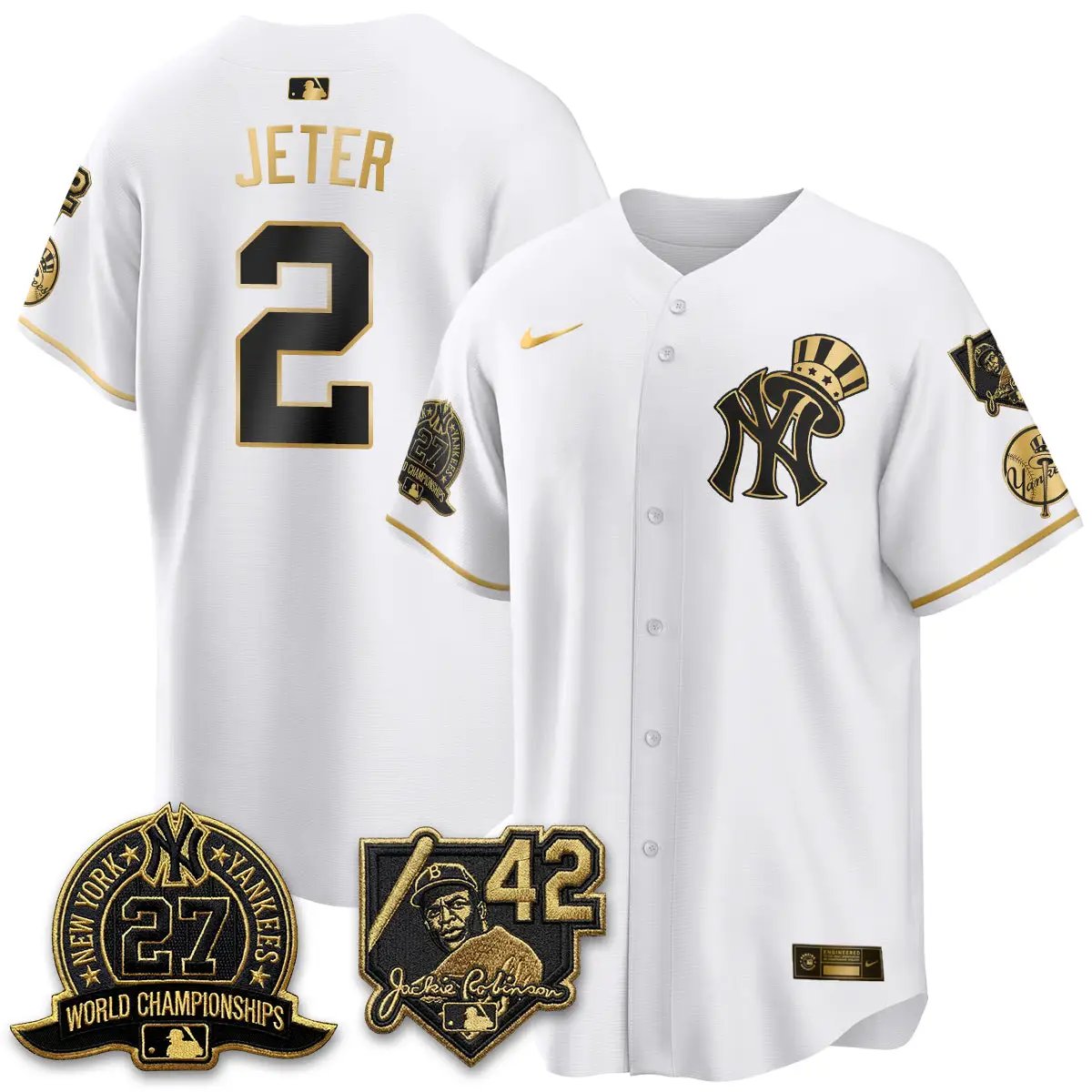 New York Yankees 2026 Jackie Robinson Day Vapor Limited Gold Edition Jersey - All Stitched - V2 by New York Yankees