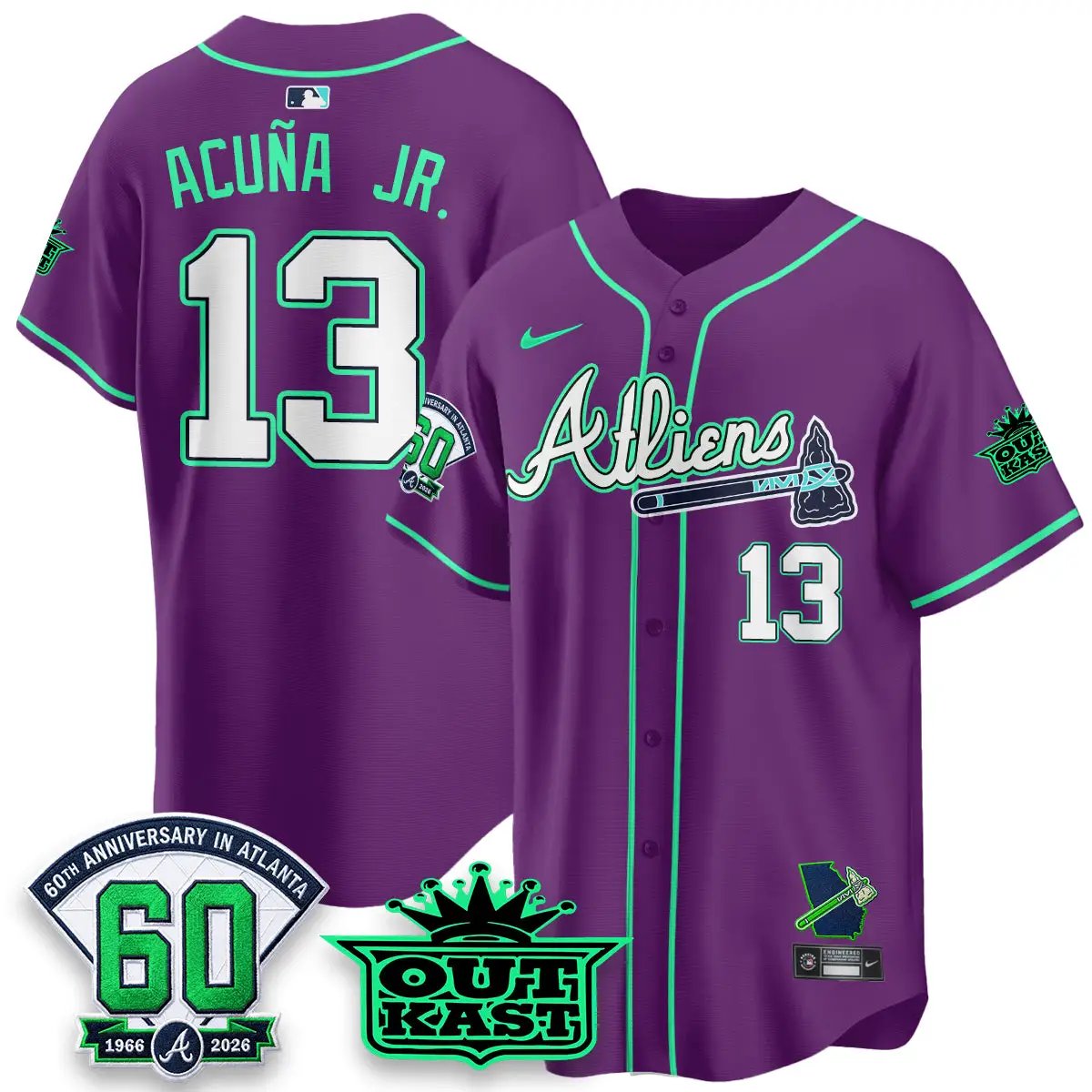 ATL x Atliens Cool Base Galaxy Version Jersey - Stitched (2) by Atlanta Braves