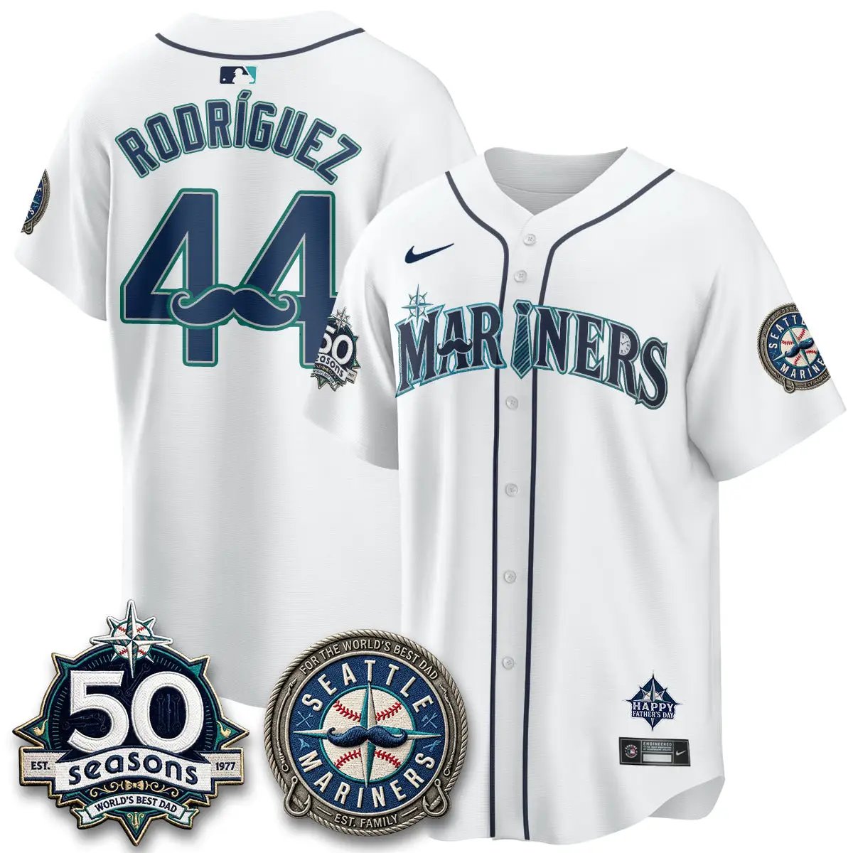 Seattle Mariners Happy Father's Day Vapor Jersey - Stitched by Seattle Mariners