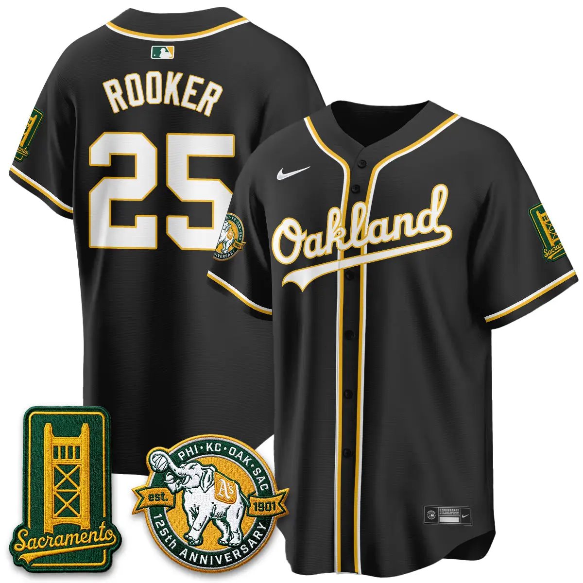 Oakland Athletics 2026 Black Out Style - Celebrating 125 Years - Limited Vapor Jersey - All Stitched by Oakland Athletics