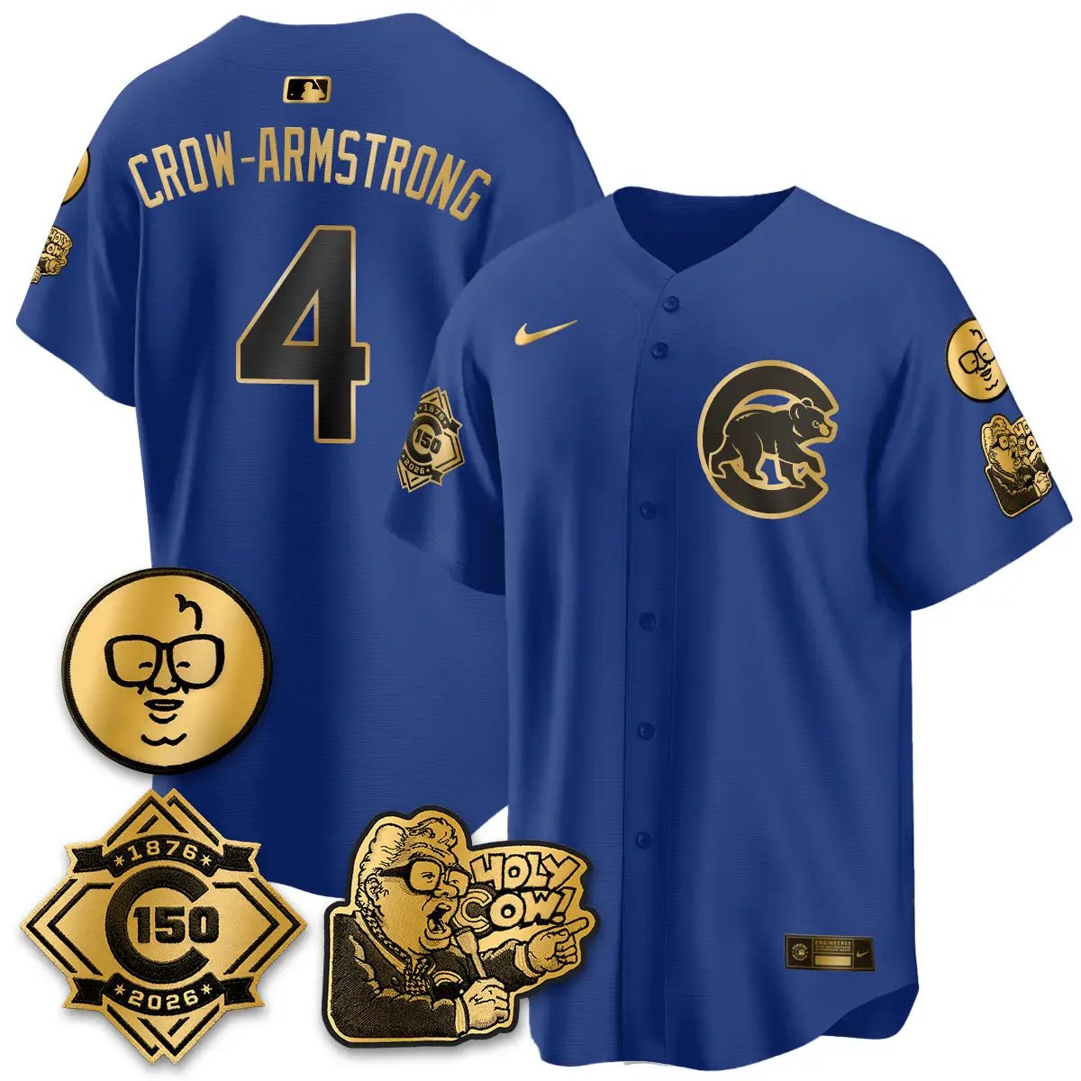 CHC 150th Anniversary Harry Caray Holy Cow Vapor Premier Limited Jersey - All Stitched V3 by Chicago Cubs