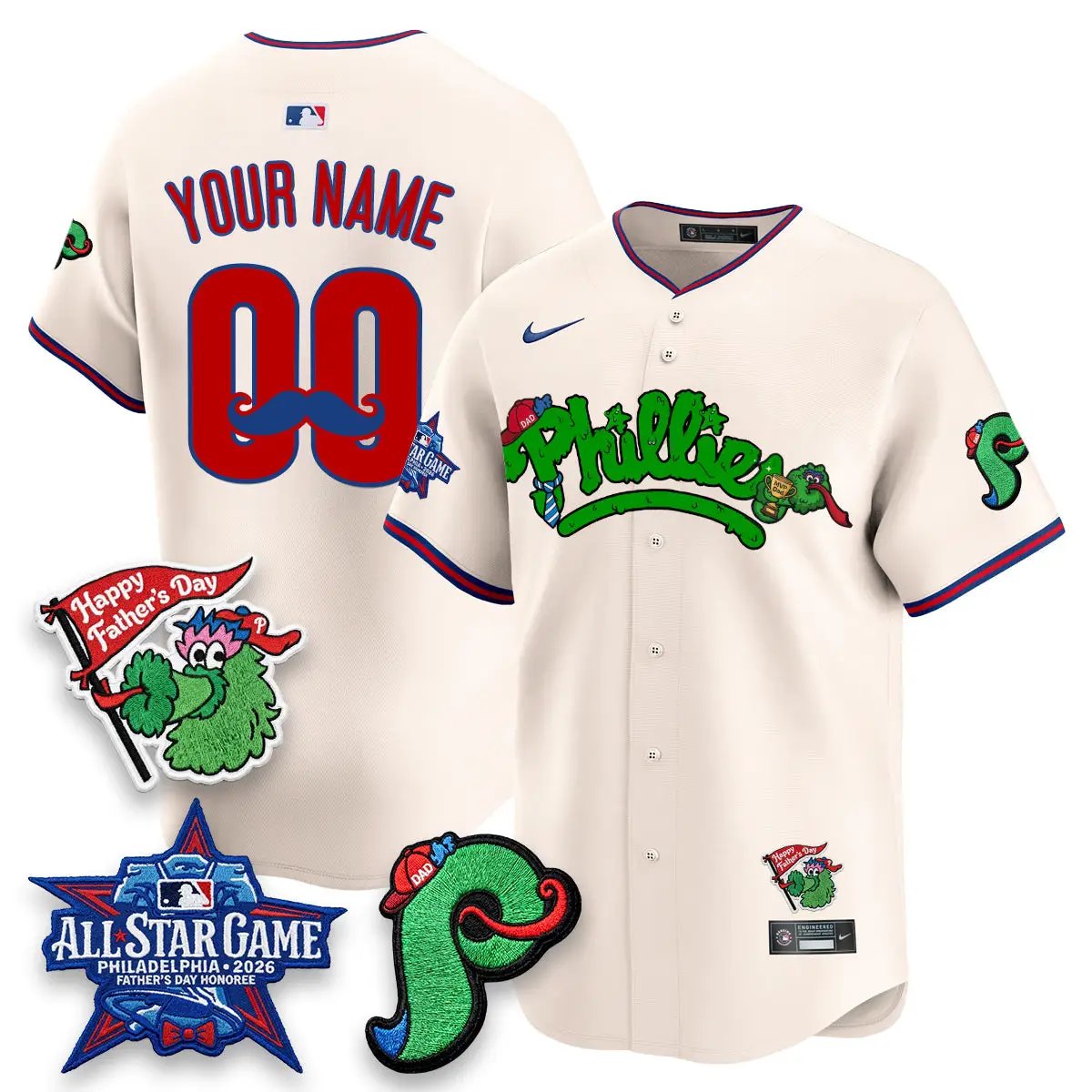 PHI Happy Father's Day Vapor Custom Jersey - Stitched by Philadelphia Phillies