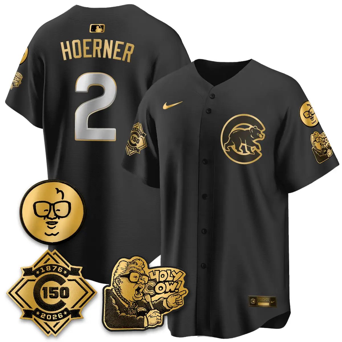 CHC 150th Anniversary Harry Caray Holy Cow Vapor Premier Limited Jersey - All Stitched V3 by Chicago Cubs