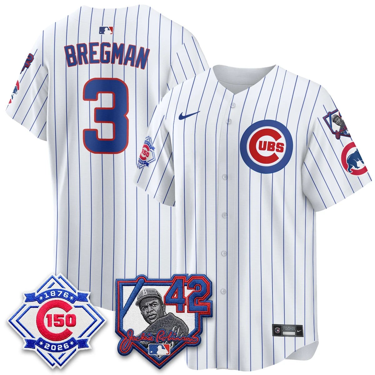 Chicago Cubs 150th Anniversary & Jackie Robinson Day Patch Vapor Premier Limited Jersey - All Stitched by Chicago Cubs