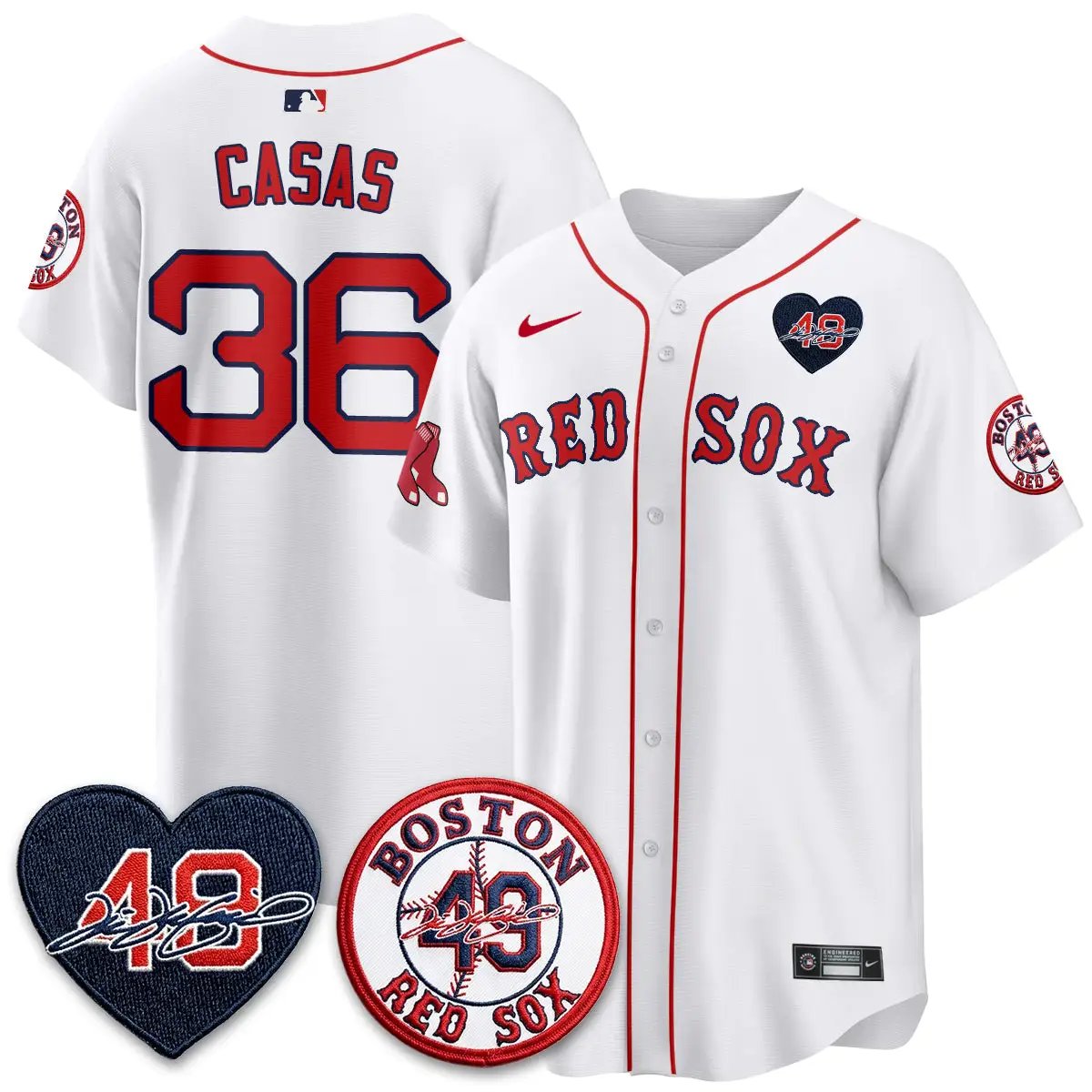 BOS Tim Wakefield Memorial Patch Vaper Premier Limited Red Jersey - All Stitched by Boston Red Sox