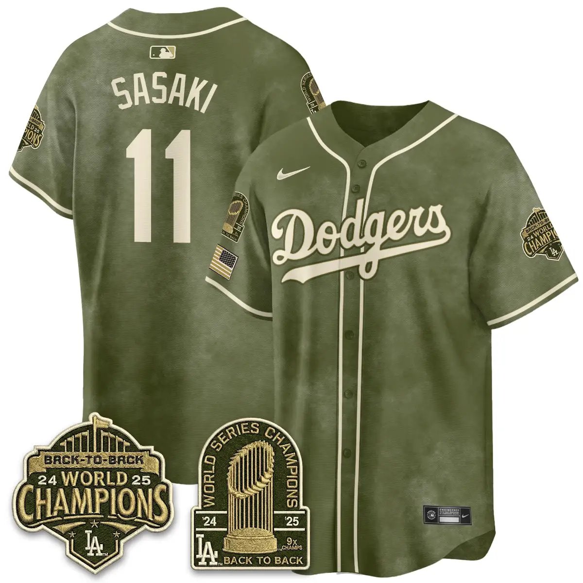 LAD New Era Olive 2026 Armed Forces Day Jersey -All Stitched by Los Angeles Dodgers