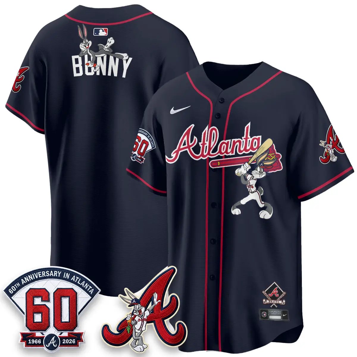 ATL x Bunny Vapor Premier Limited Jersey - Stitched by Atlanta Braves