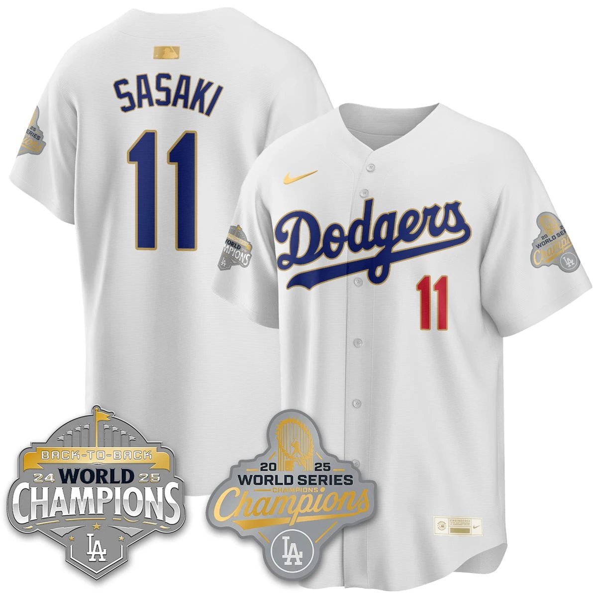 LAD Gold Collection Stadium Vapor Limited Jersey - B2B Champs - All Stitched by Dodgers