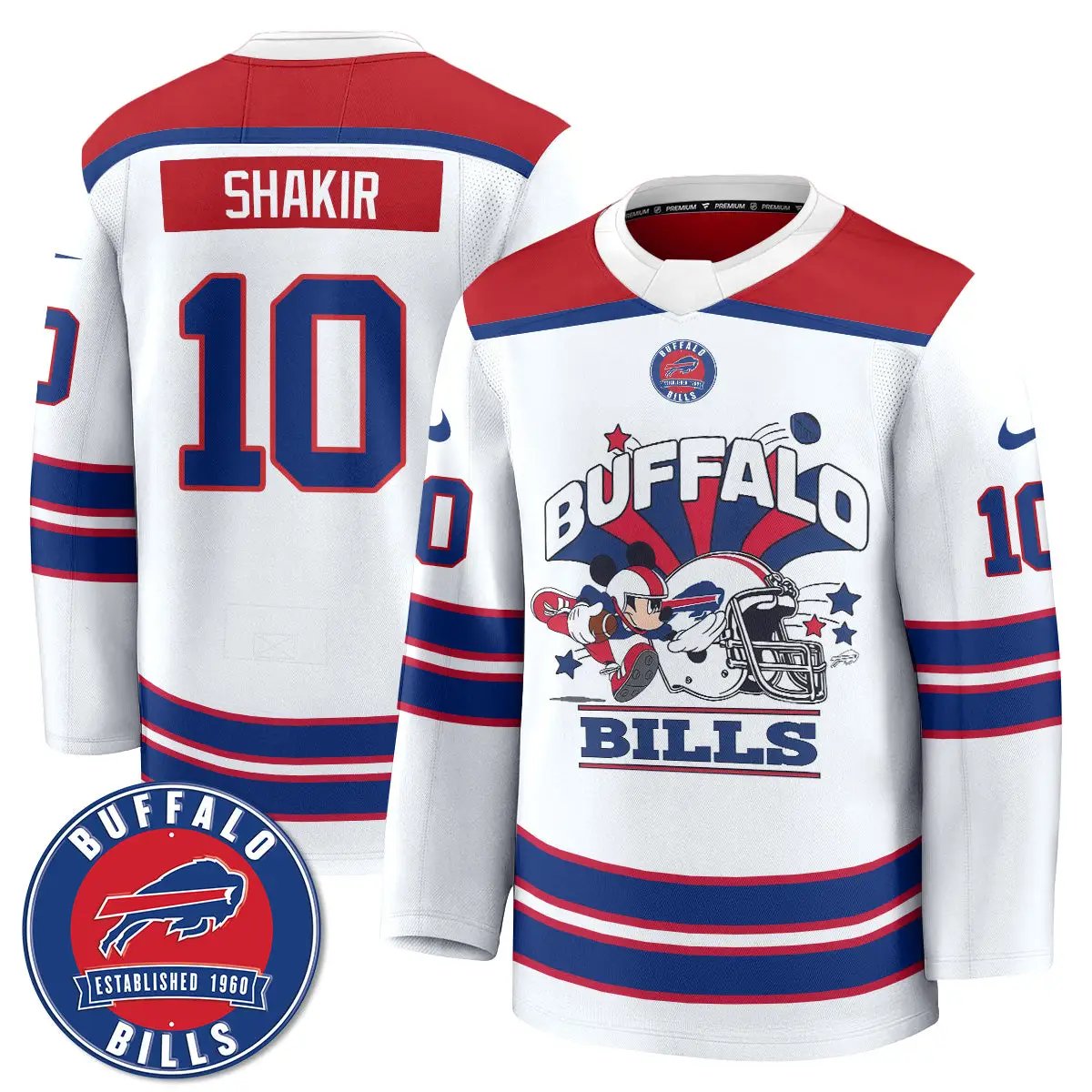BUF x Cartoon Mouse Edition Hockey Jersey - Printed by Buffalo Bills
