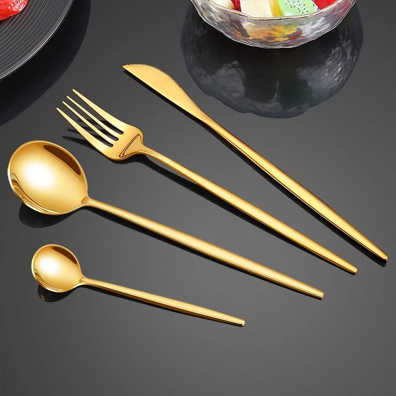 Stainless Steel Premium Dinnerware Set - Includes Steak Knife, Fork, Coffee Spoon, Teaspoon and Flatware Bowlift by Bowlift