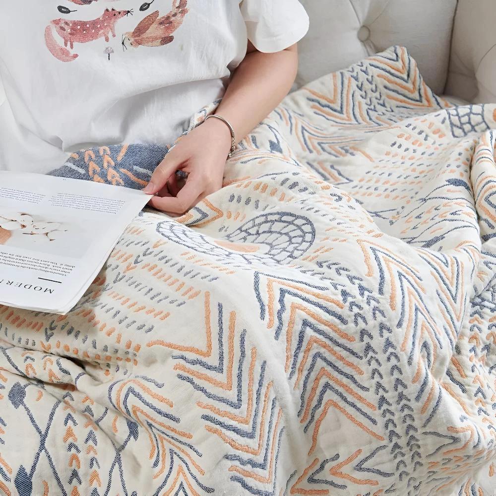 Reversible Chic Cotton Throw Blanket by Casa & Beyond